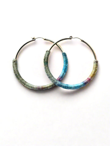 Earrings Weaving Natural Dye Merino on Gold