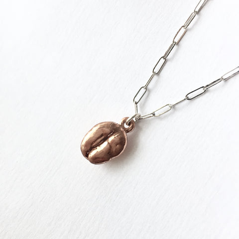 Coffee Bean Necklace - Copper flat drawn chain